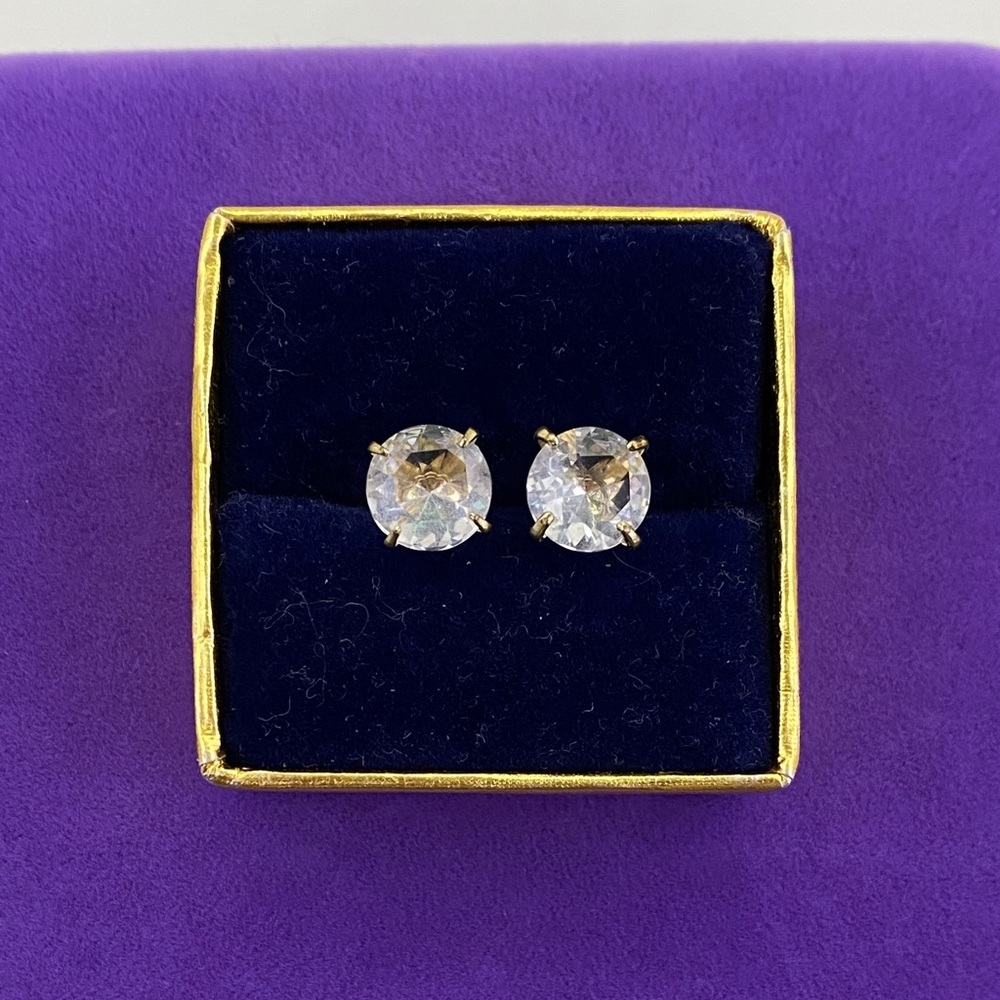 💛 Classic Gold Tone Clear Crystal Stud Earrings | Martini Set Luxury